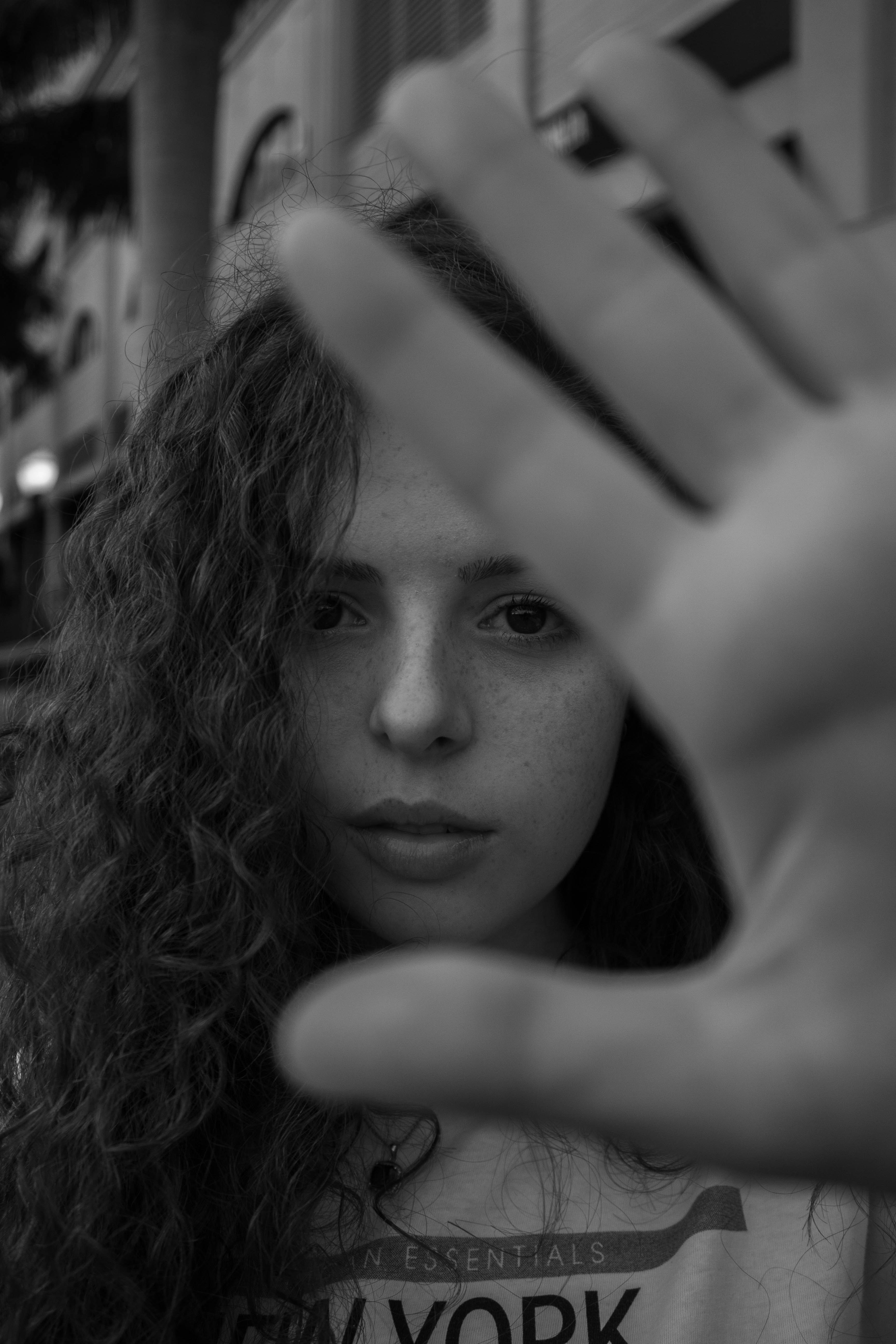 grayscale photo of womans face